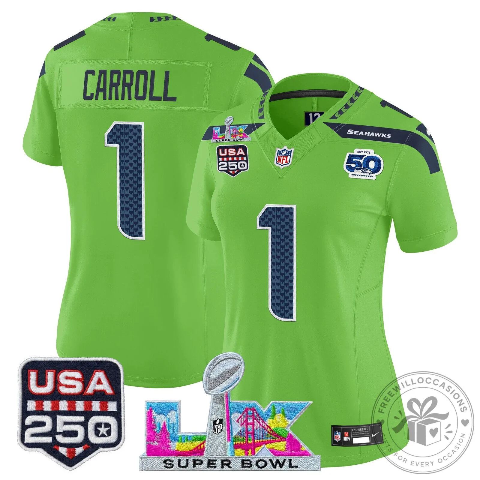 Super Bowl LX Seattle Seahawks Sam Darnold Women's Football Jersey 62 Super Bowl LX Seattle Seahawks Sam Darnold Women