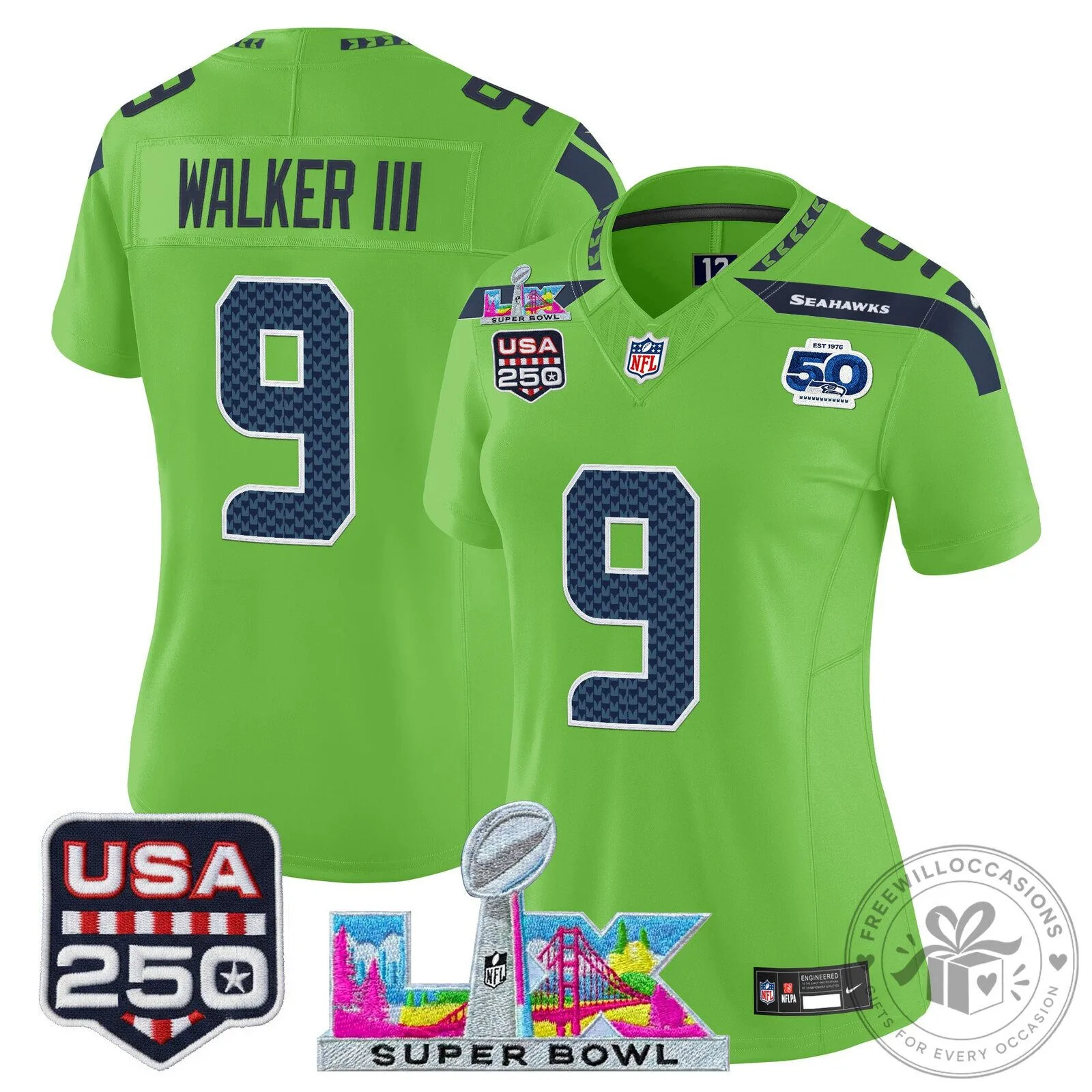 Super Bowl LX Seattle Seahawks Sam Darnold Women's Football Jersey 64 Super Bowl LX Seattle Seahawks Sam Darnold Women