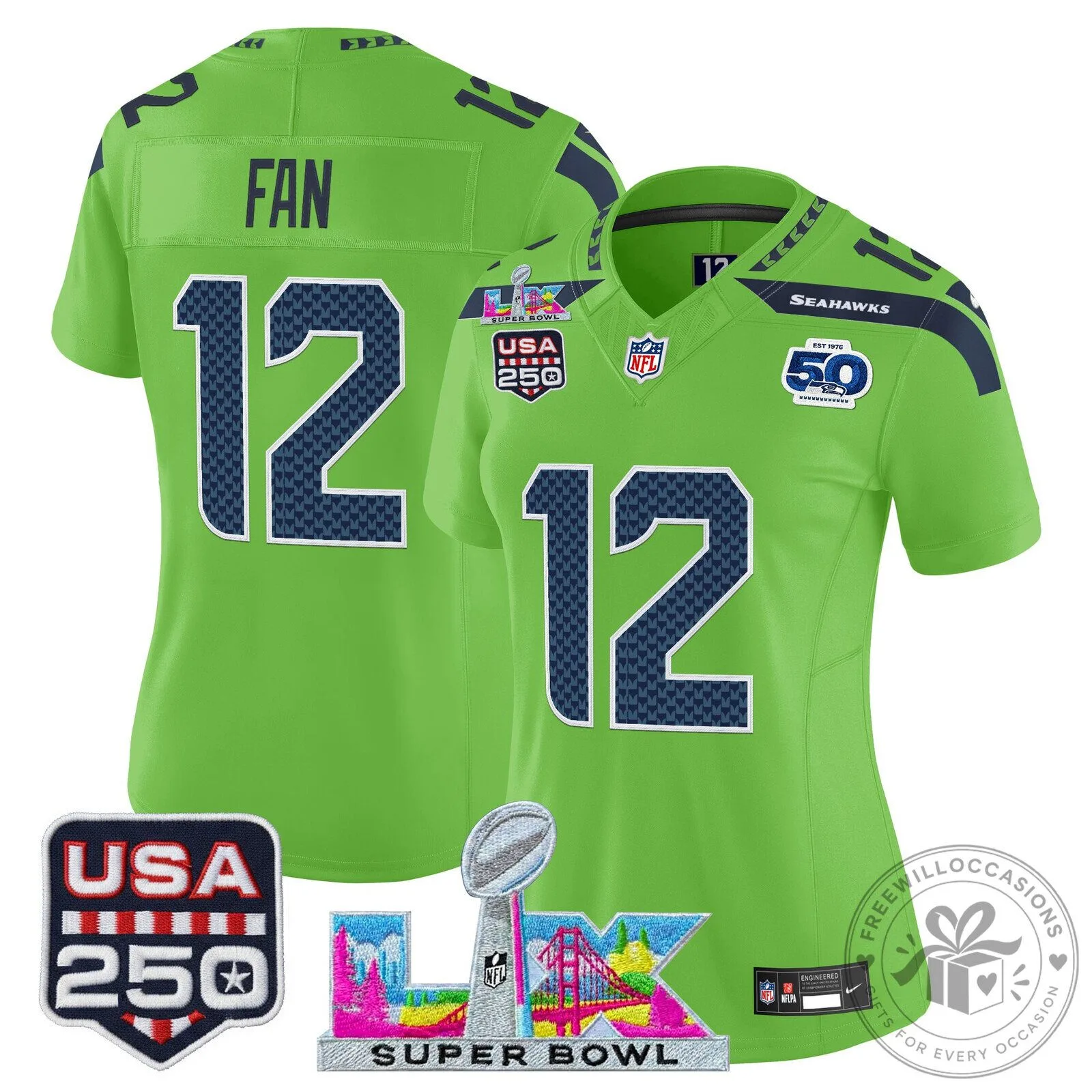 Super Bowl LX Seattle Seahawks Sam Darnold Women's Football Jersey 66 Super Bowl LX Seattle Seahawks Sam Darnold Women
