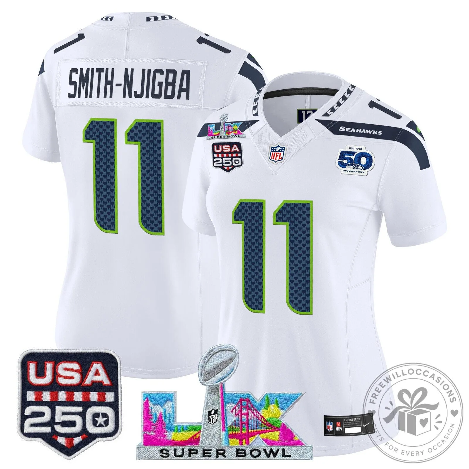 Super Bowl LX Seattle Seahawks Sam Darnold Women's Football Jersey 68 Super Bowl LX Seattle Seahawks Sam Darnold Women
