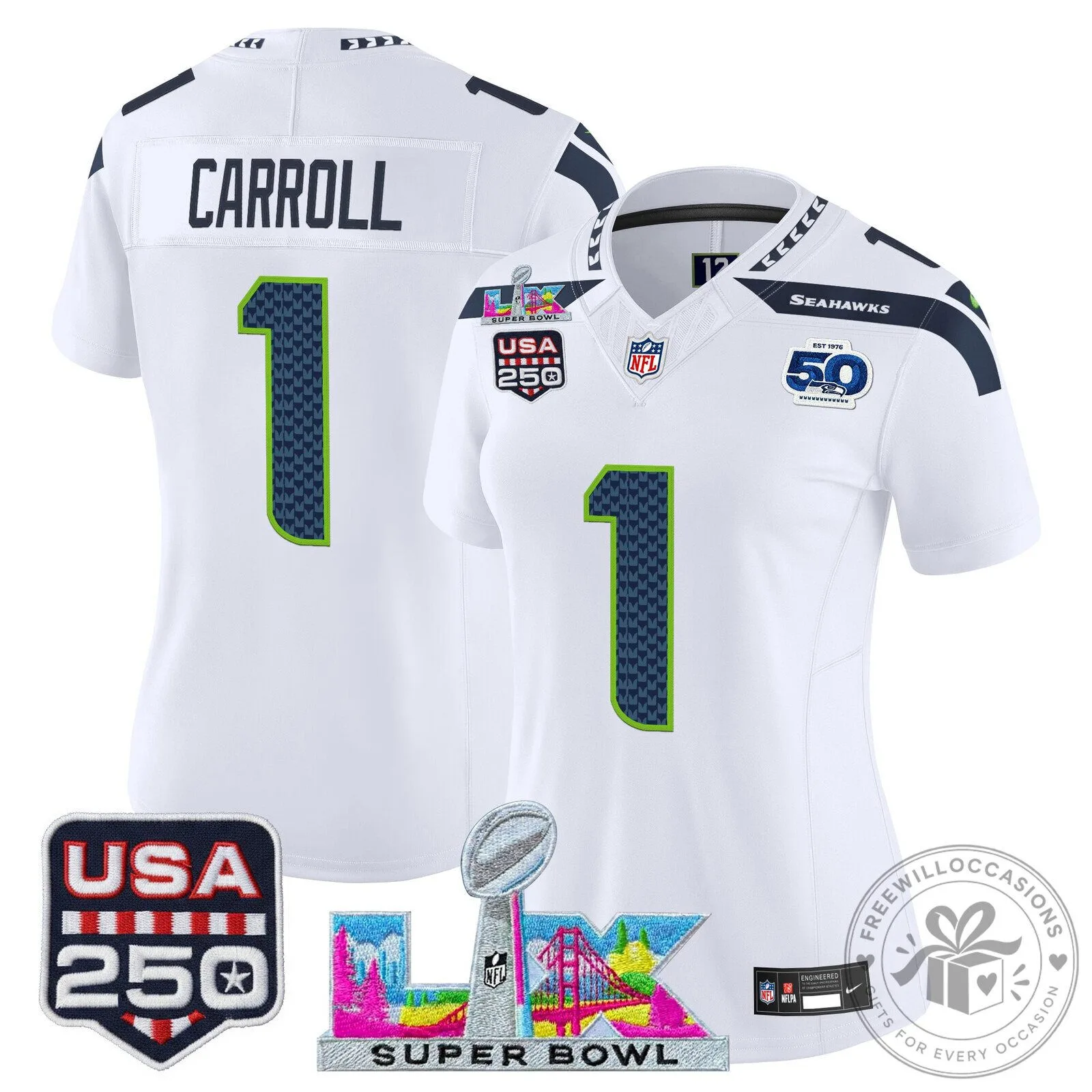 Super Bowl LX Seattle Seahawks Sam Darnold Women's Football Jersey 69 Super Bowl LX Seattle Seahawks Sam Darnold Women