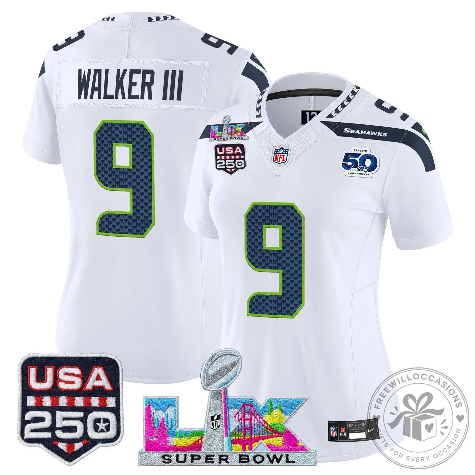 Super Bowl LX Seattle Seahawks Sam Darnold Women's Football Jersey 71 Super Bowl LX Seattle Seahawks Sam Darnold Women