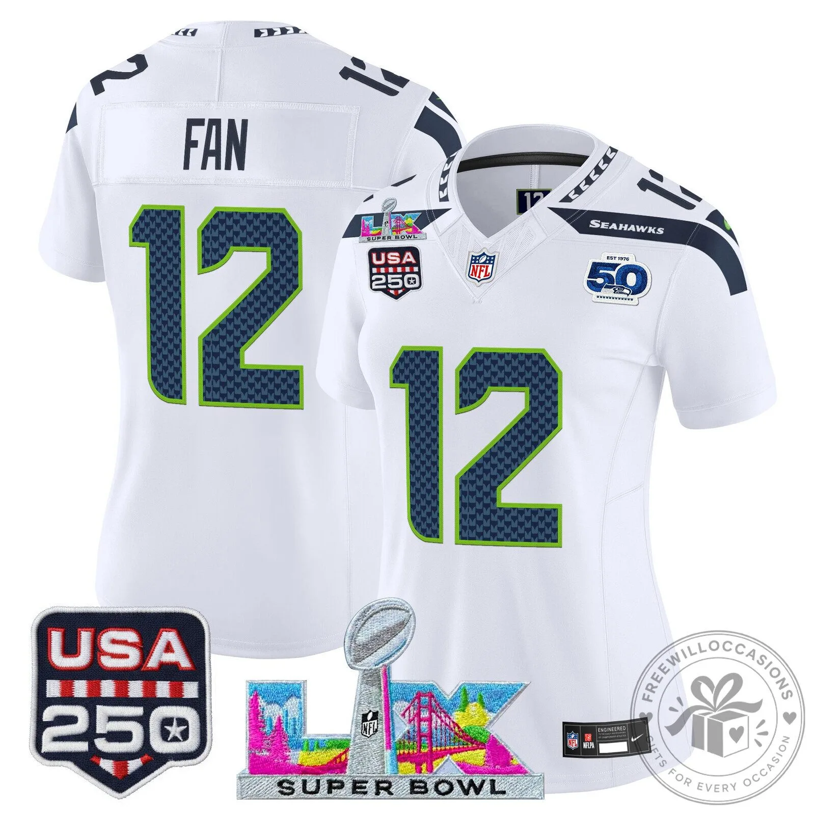 Super Bowl LX Seattle Seahawks Sam Darnold Women's Football Jersey 73 Super Bowl LX Seattle Seahawks Sam Darnold Women