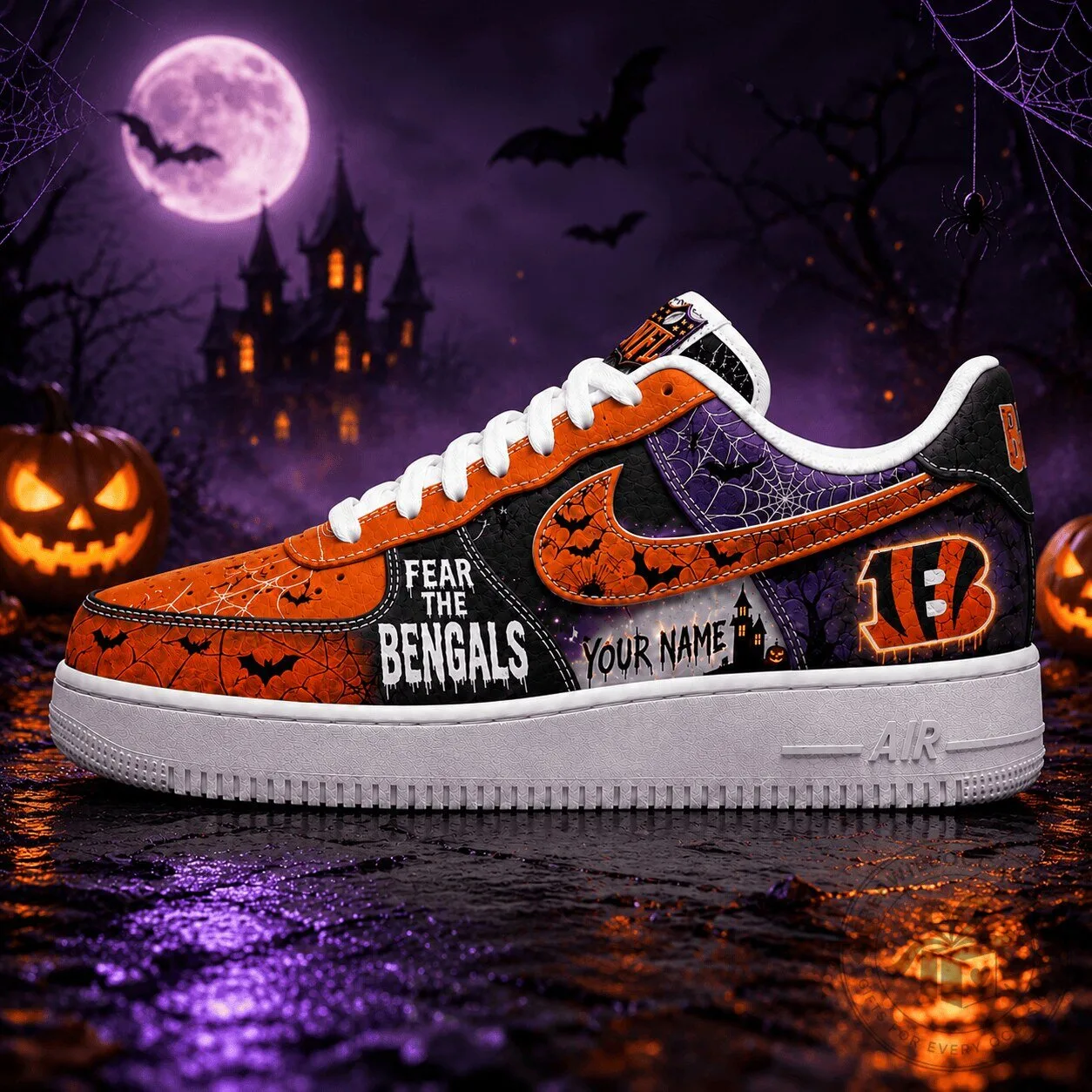 Cincinnati Bengals Halloween Fear The Team Custom Name Air Force 1 Shoes