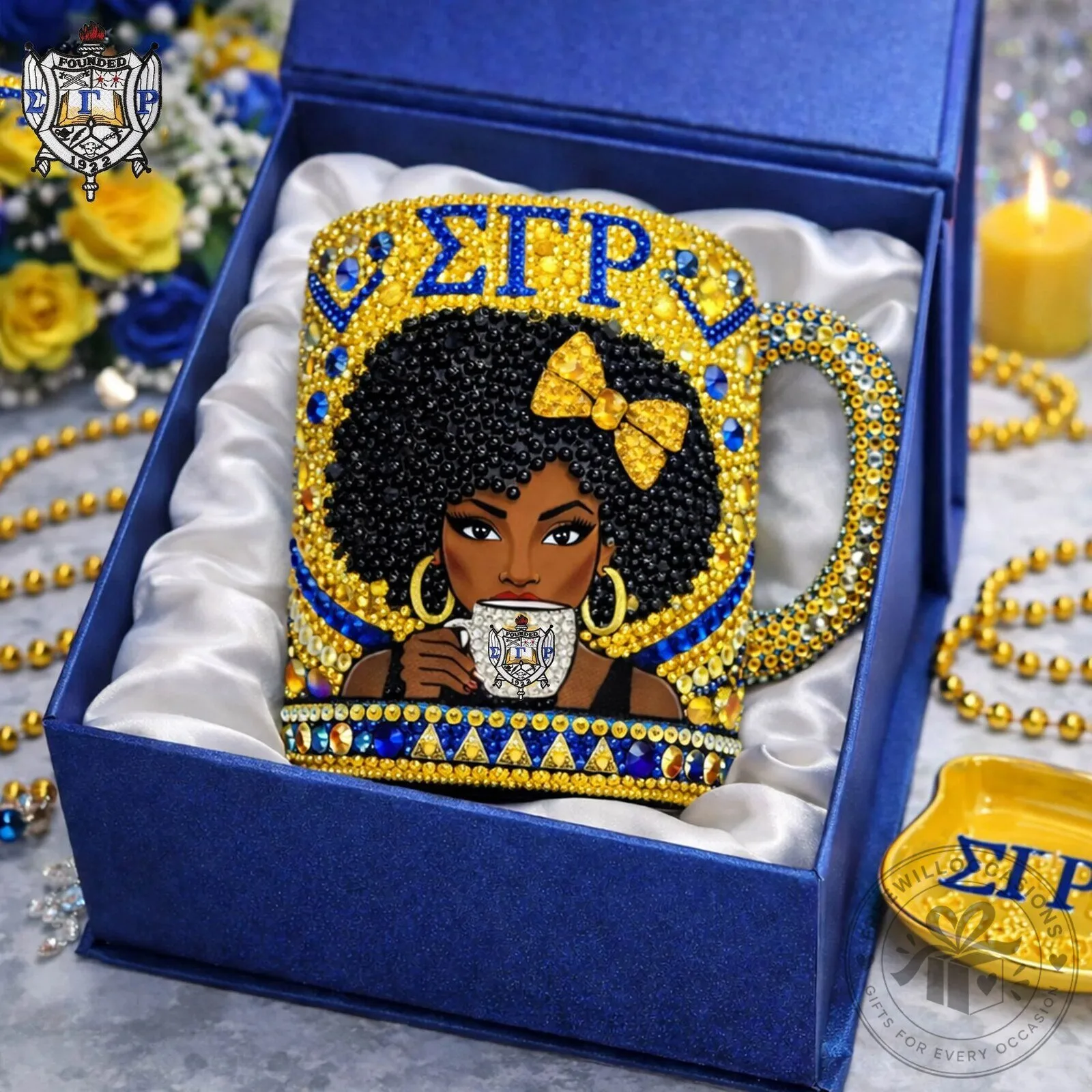 Sigma Gamma Rho Sorority Rhinestone Bling Coffee Mug