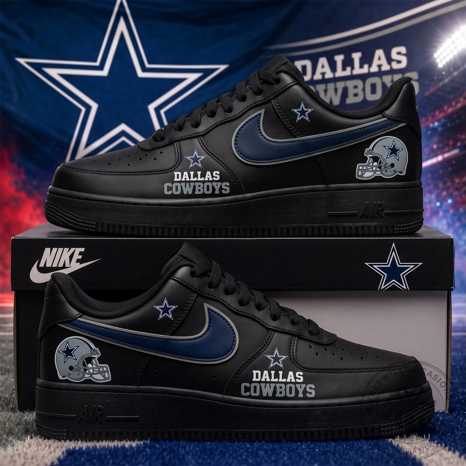 Dallas Cowboys Football Team Blackout Gameday Shoes