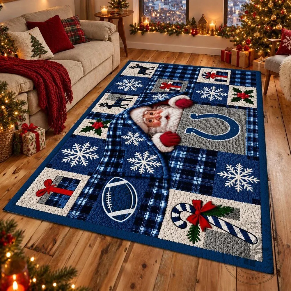 Santa Claus Holiday Rug featuring Indianapolis Colts for Christmas Decor