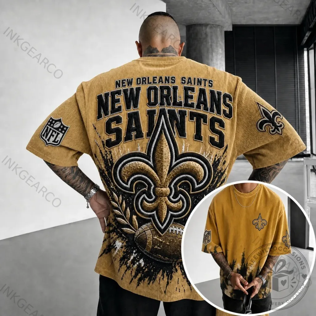 New Orleans Saints NFL Football Team Gold Fleur de Lis Fan T-Shirt New Orleans Saints NFL Football Team Gold Fleur de Lis Fan T-Shirt