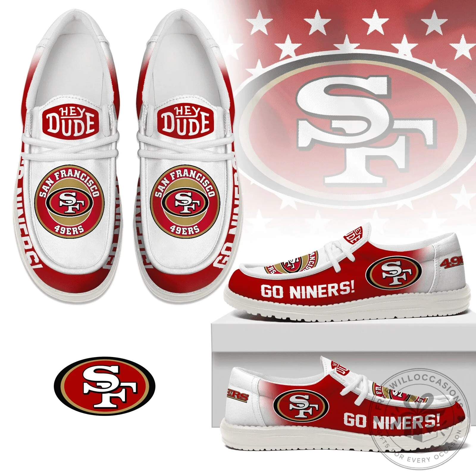 Hey Dude Style Loafers for Men and Women - San Francisco 49ers Edition