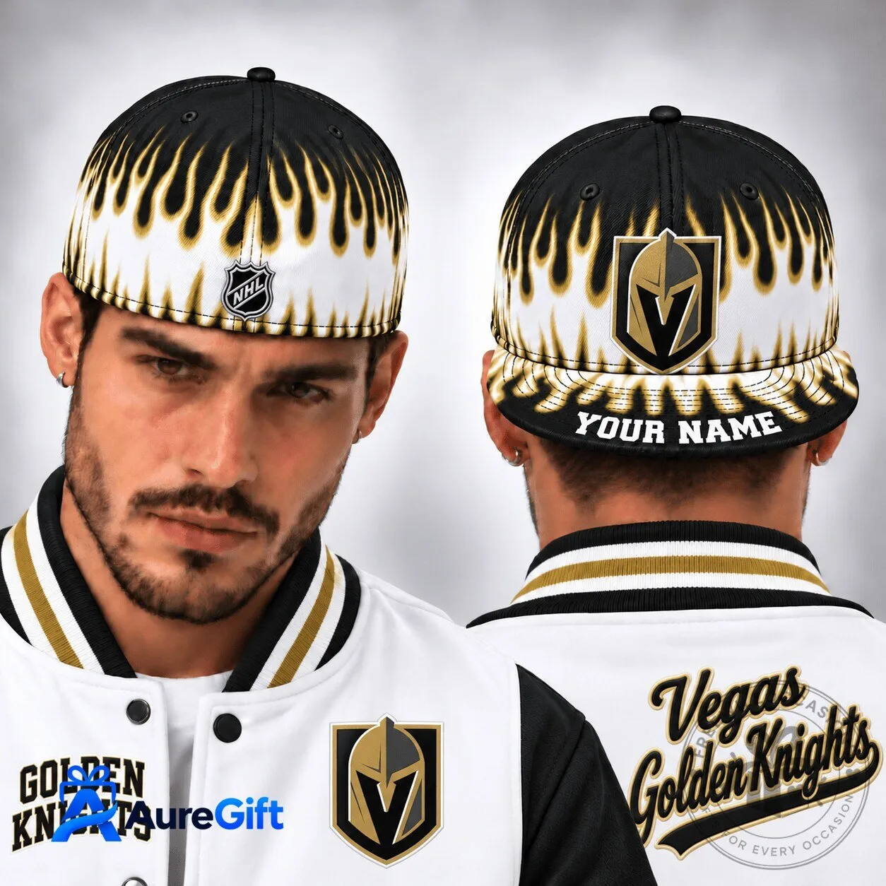 Vegas Golden Knights NHL Game Day Fire Premium Personalized Snapback Hat