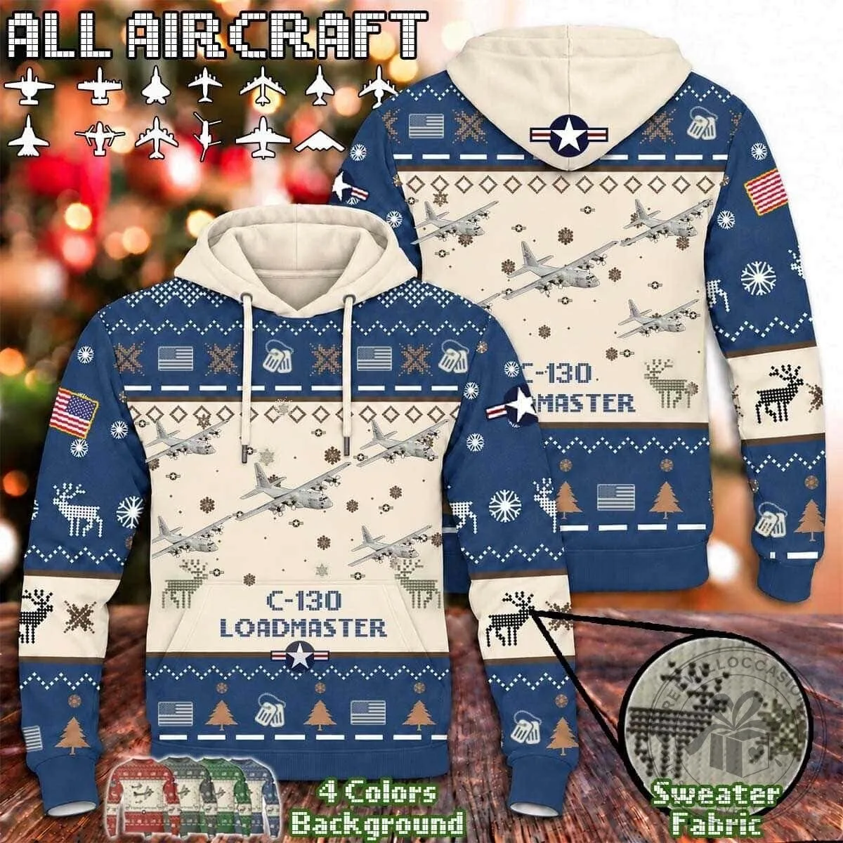 C-130 Loadmaster Aircraft Ugly Christmas Hoodie