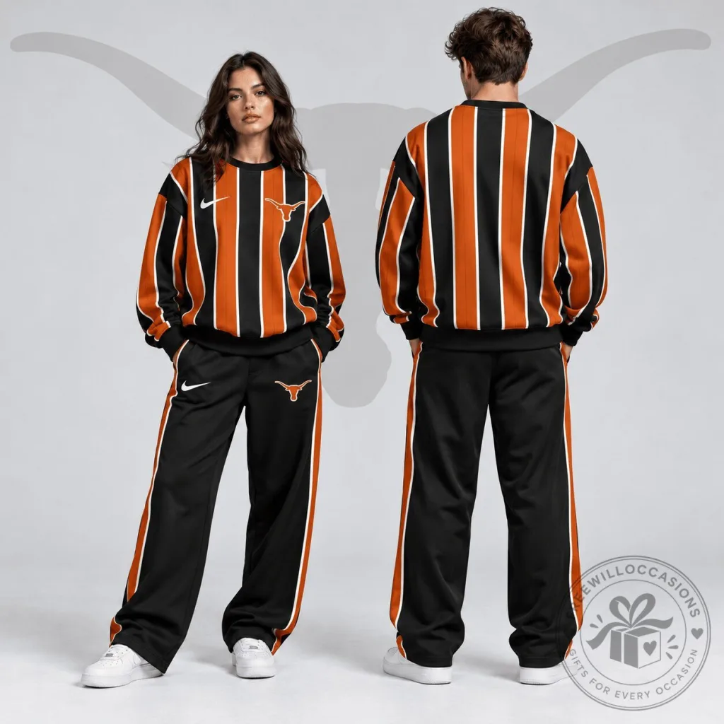Texas Longhorns NCAA Vertical Stripe Crewneck Sweatshirt Texas Longhorns NCAA Vertical Stripe Crewneck Sweatshirt