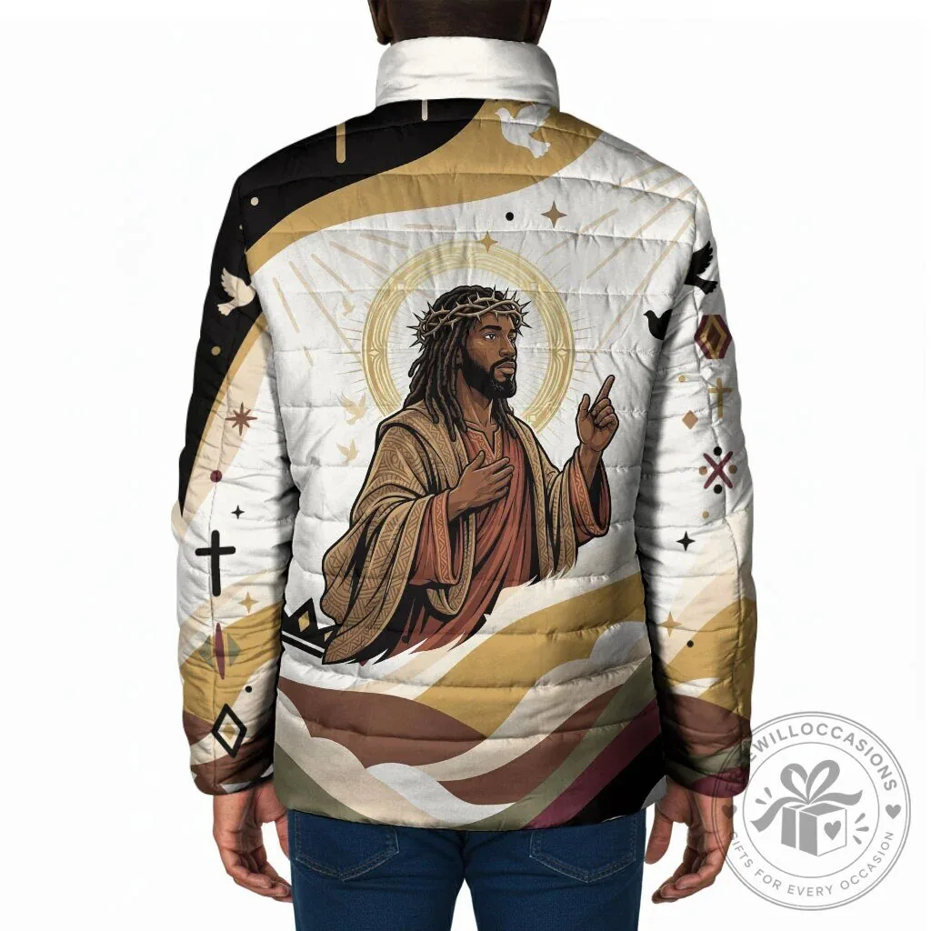 King Jesus Black Christ Religious Christian Faith Holy Cross Dove Spiritual Padded Jacket 10 King Jesus Black Christ Religious Christian Faith Holy Cross Dove Spiritual Padded Jacket