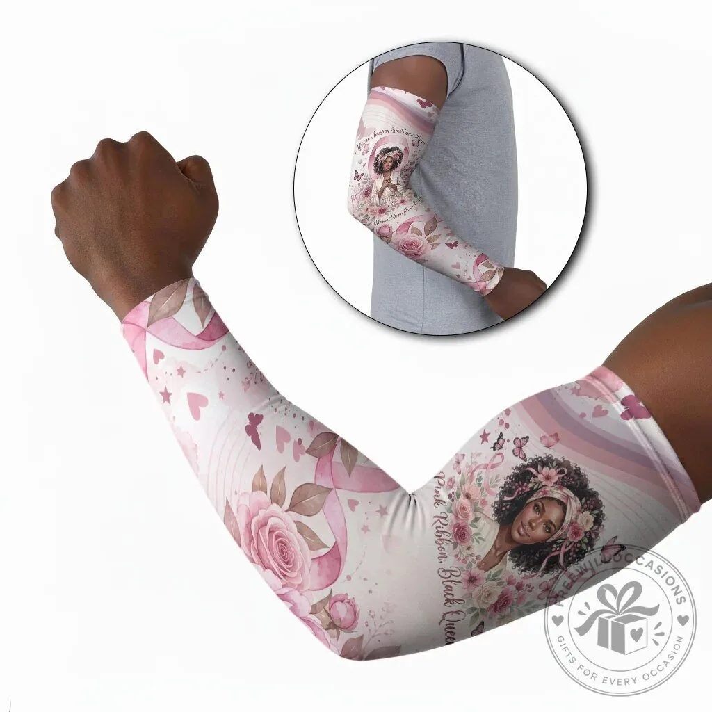 African American Breast Cancer Awareness Pink Ribbon Black Queen Arm Sleeve
