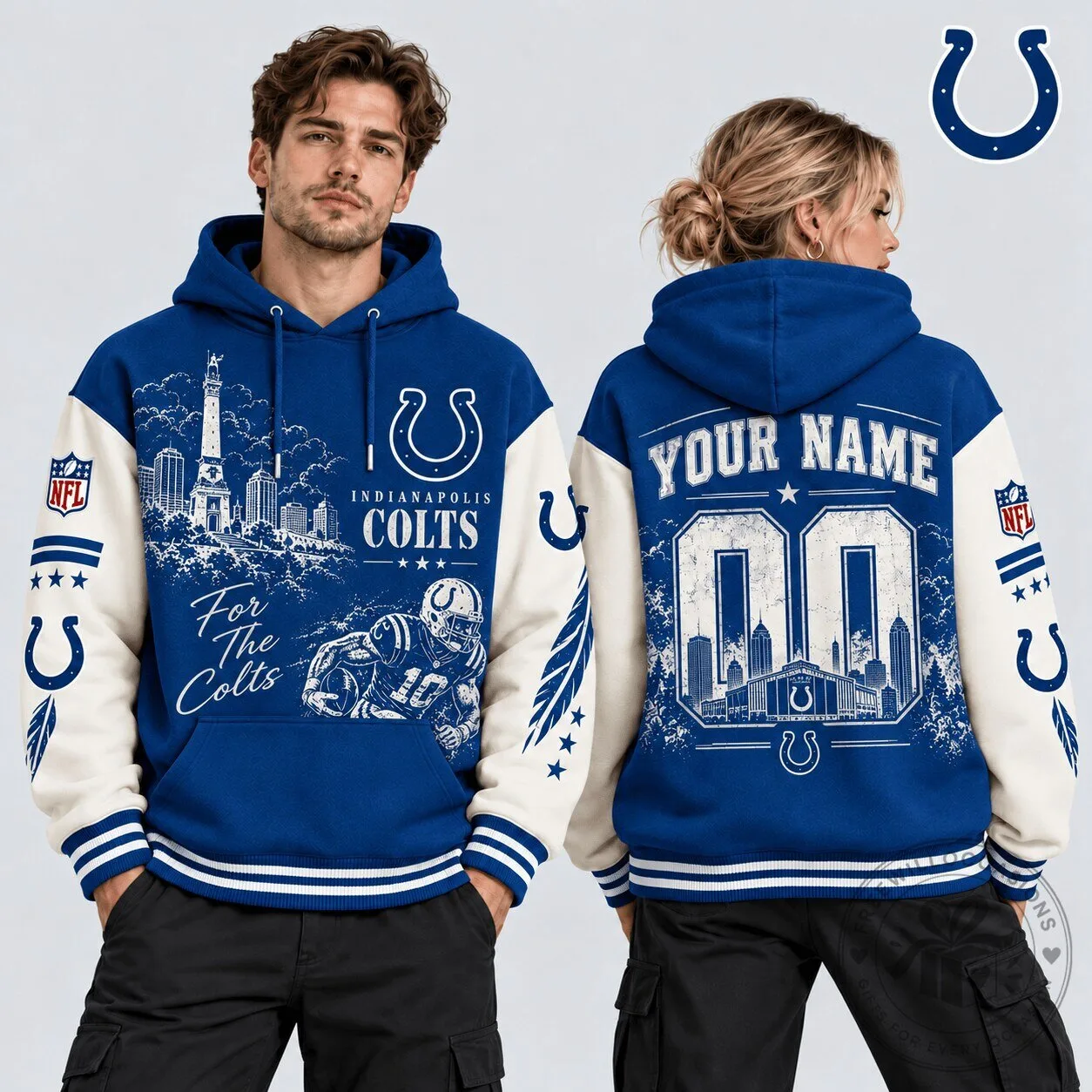 Indianapolis Colts NFL Rise Sea Vintage Desert Custom Name Hoodie