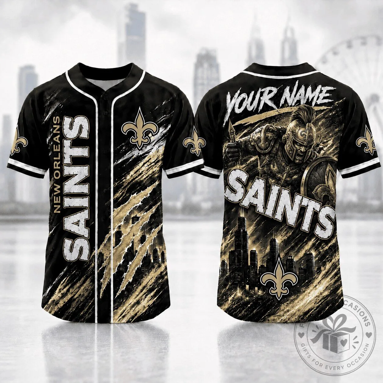 New Orleans Saints Personalized Football Team Black Gold Baseball Jersey Shirt 1 New Orleans Saints Personalized Football Team Black Gold Baseball Jersey Shirt
