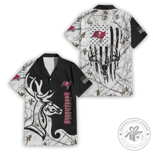 Hawaiian Shirt in Camouflage for Deer Hunting featuring Tampa Bay Buccaneers Design