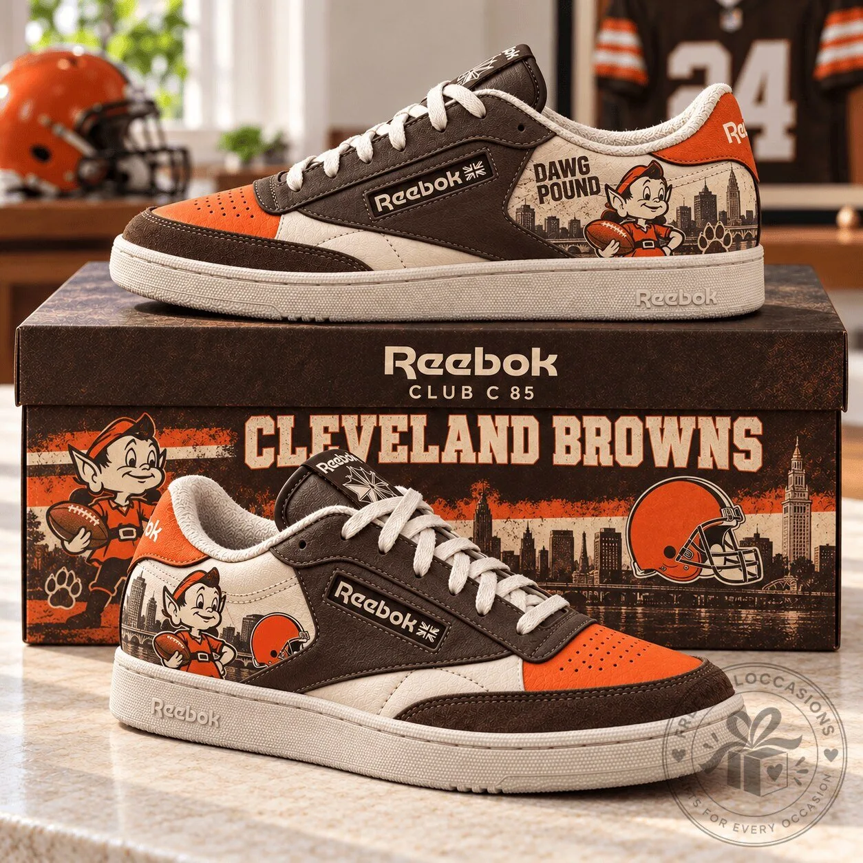 Cleveland Browns Dawg Pound Football Team Mascot Reebok Club C 85 Shoes