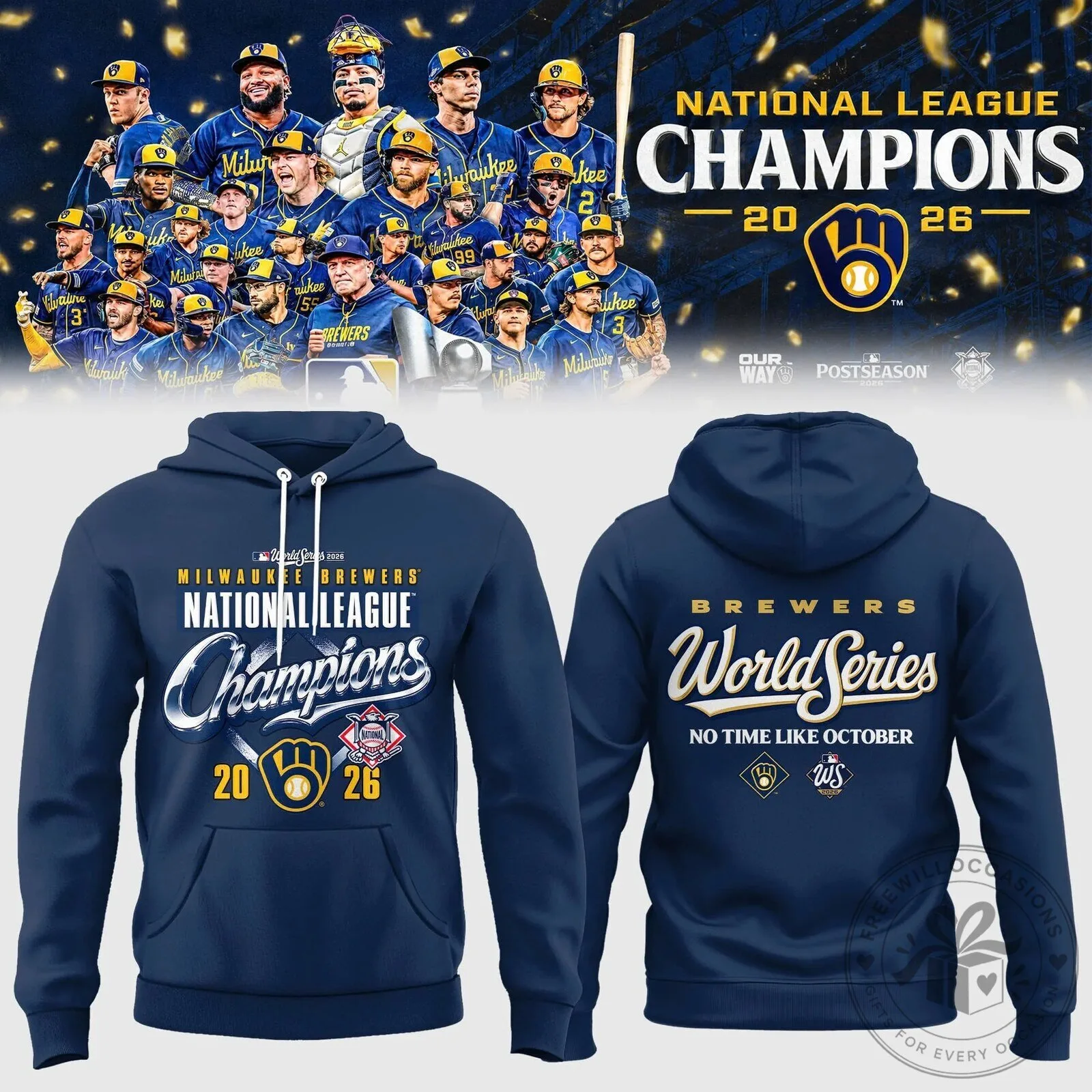 2026 World Series Hoodie for Milwaukee Brewers National League Champions
