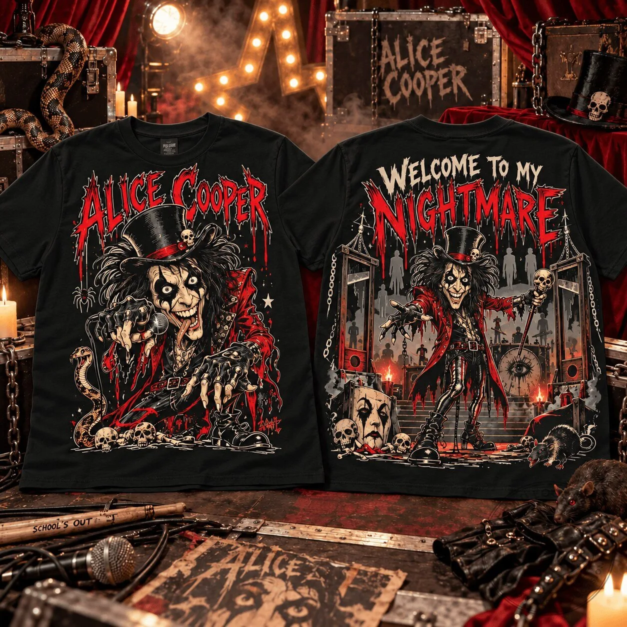 Alice Cooper Welcome To My Nightmare Horror Rock Music Album Black T-Shirt 1 Alice Cooper Welcome To My Nightmare Horror Rock Music Album Black T-Shirt