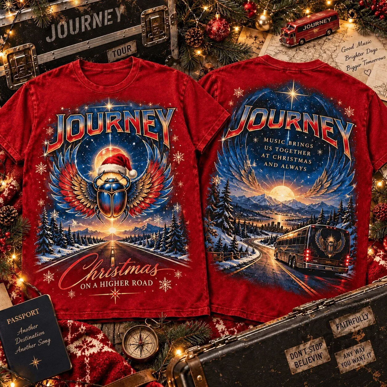 Journey Christmas On A Higher Road Music Band Winter Holiday T-Shirt