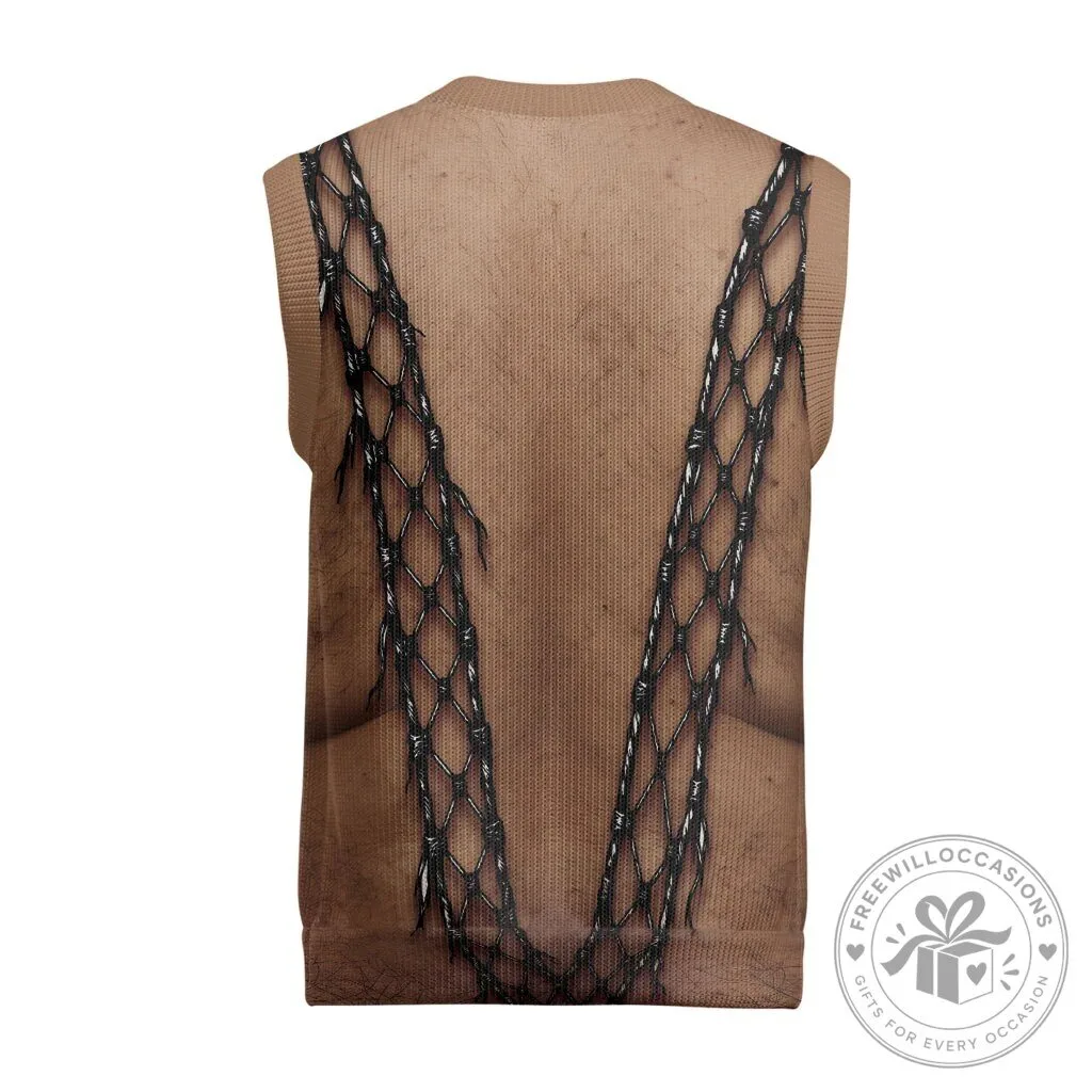 Funny Hairy Chest Rooster Barbed Wire Christmas Sweater Vest 10 Funny Hairy Chest Rooster Barbed Wire Christmas Sweater Vest