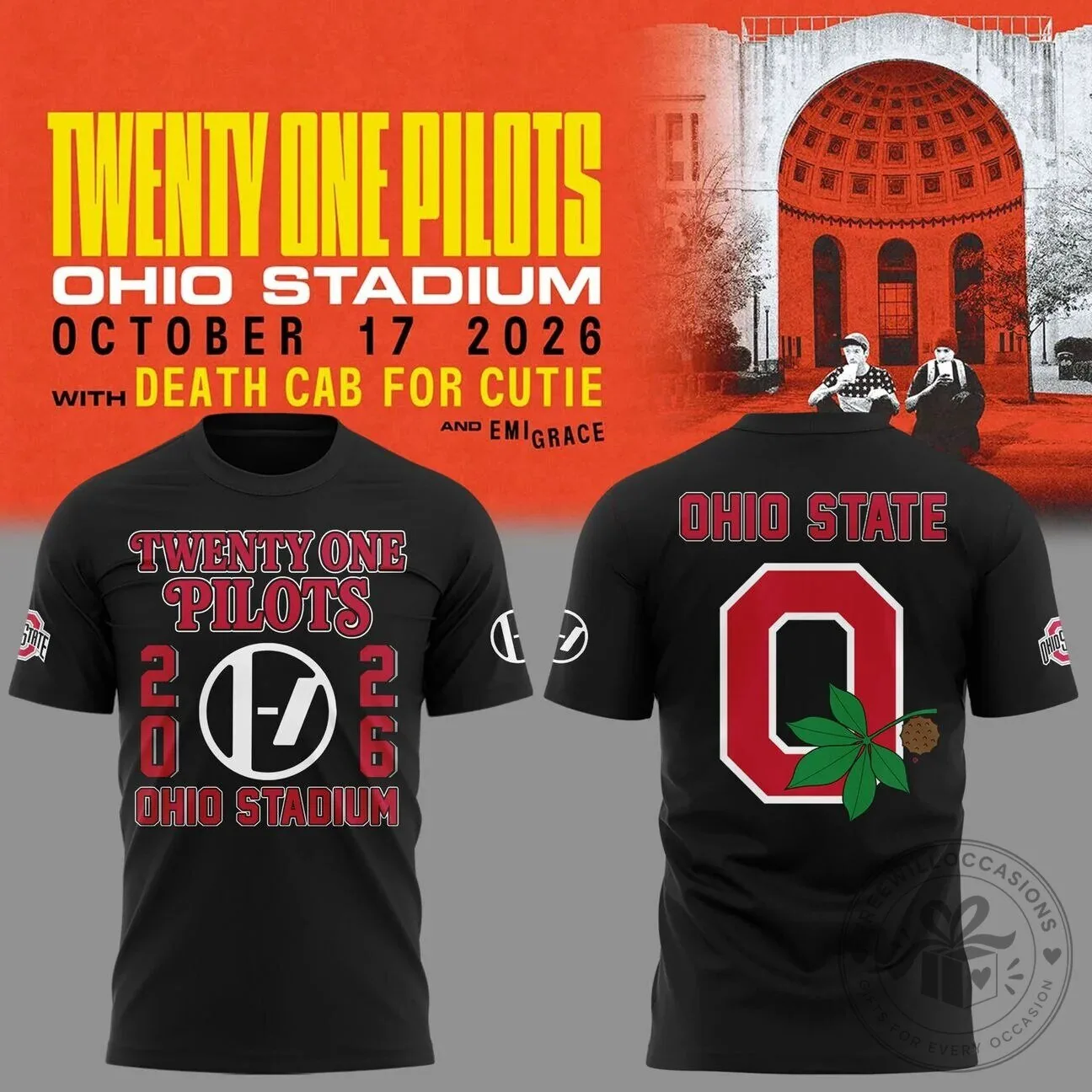 Ohio State Football Twenty One Pilots Concert 2026 Black T-Shirt