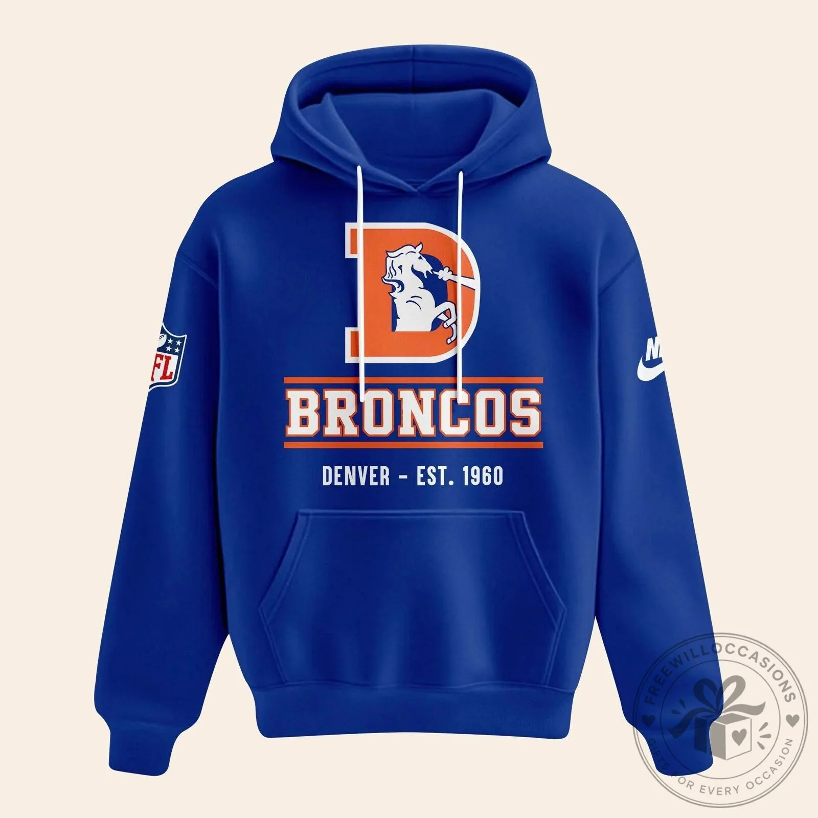 Denver Broncos Royal Blue Throwback Football Team Hoodie 11 Denver Broncos Royal Blue Throwback Football Team Hoodie