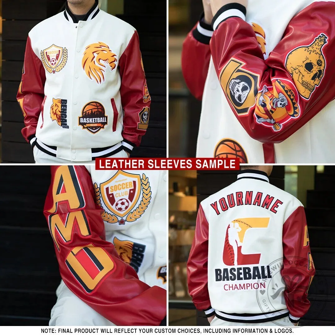 Western Cow Skull Horseshoe Bomber Full-Snap Varsity Letterman Jacket 11 Western Cow Skull Horseshoe Bomber Full-Snap Varsity Letterman Jacket