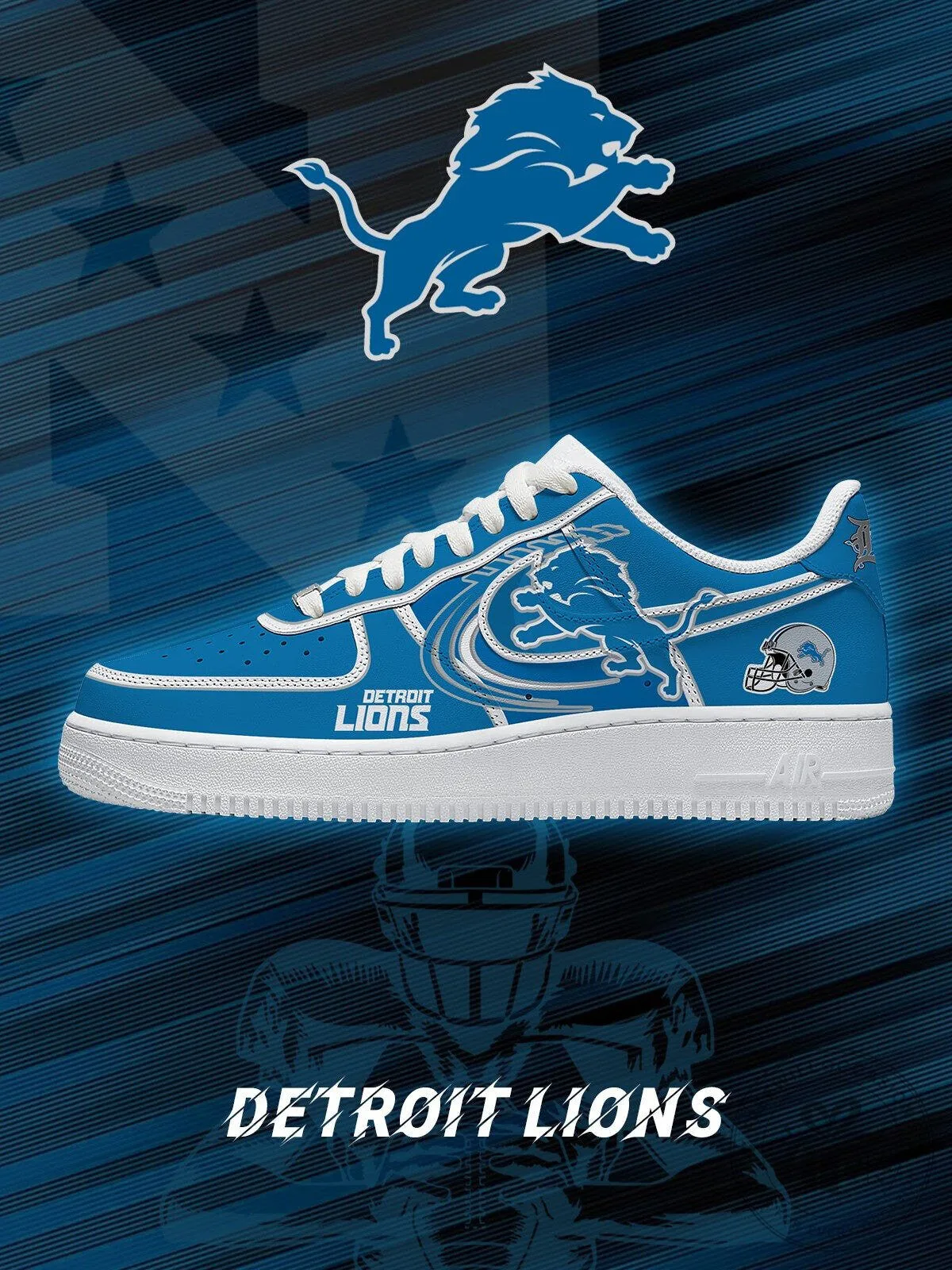 Detroit Lions NFL Football Team Logo Custom Design Sneakers