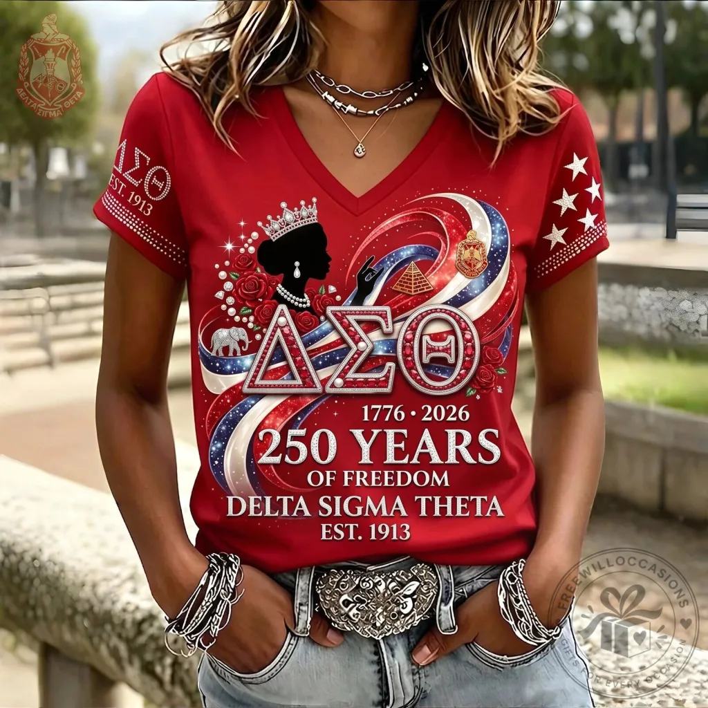 Delta Sigma Theta Sorority 250 Years of Freedom T-Shirt Delta Sigma Theta Sorority 250 Years of Freedom T-Shirt