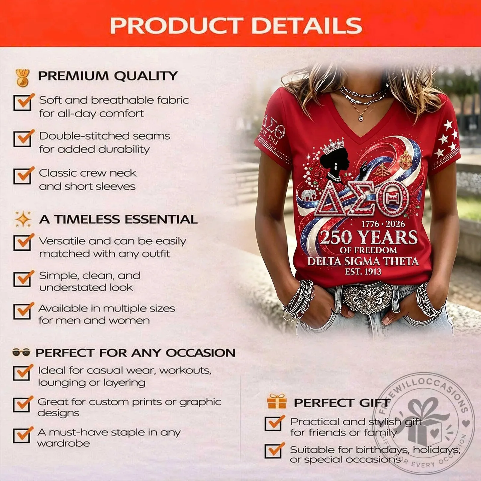 Delta Sigma Theta Sorority 250 Years of Freedom T-Shirt 7 Delta Sigma Theta Sorority 250 Years of Freedom T-Shirt