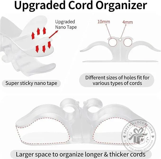 Appliance Cord Organizer Clear Self-Adhesive Cable Management Holder 14 Appliance Cord Organizer Clear Self-Adhesive Cable Management Holder
