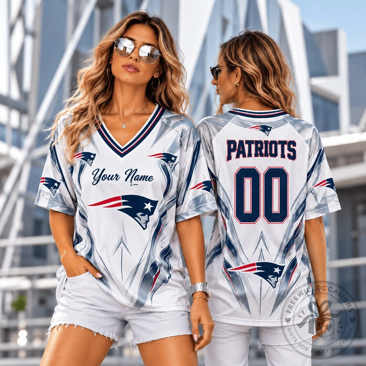 New England Patriots Personalized Football Fan Jersey for Women