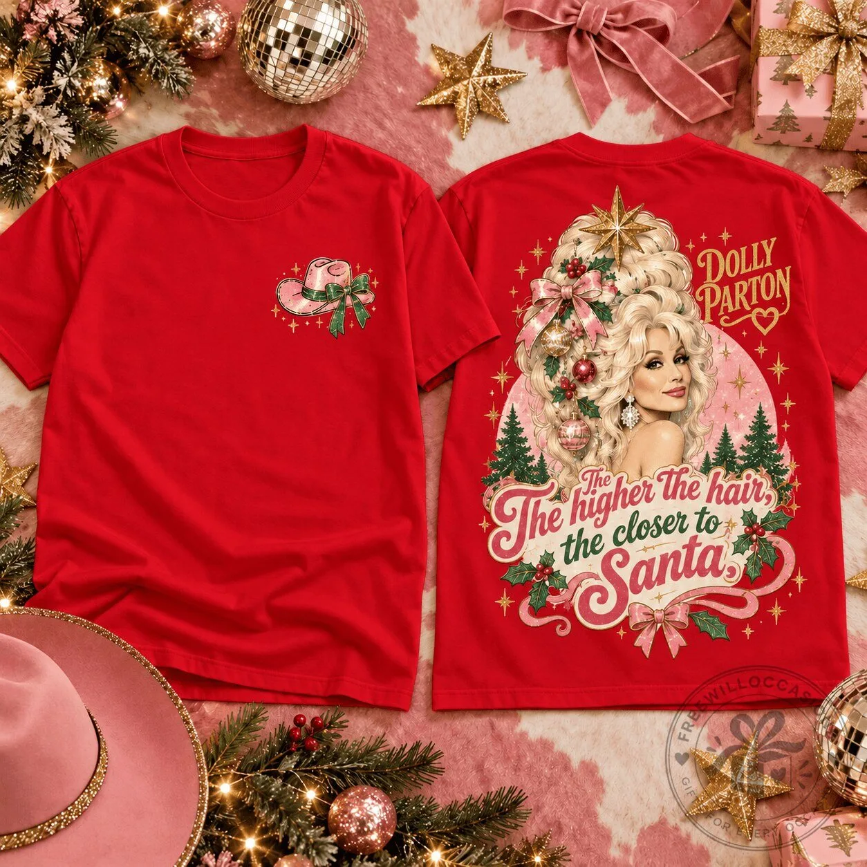 Dolly Parton The Higher The Hair The Closer To Santa Christmas T-Shirt