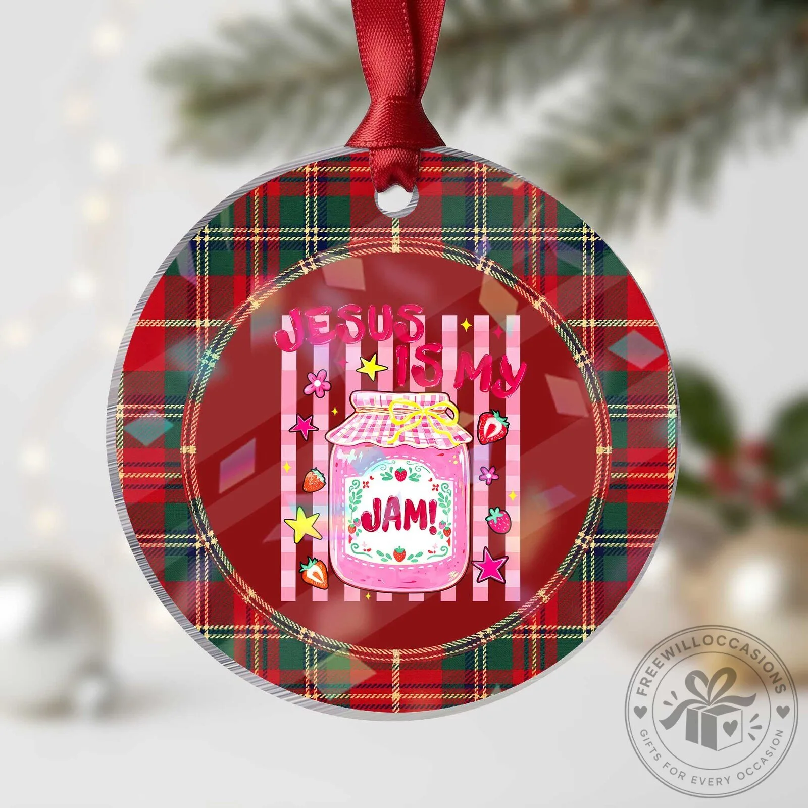 Jesus Is My Jam Strawberry Fruit Jar Christmas Tree Ornament 9 Jesus Is My Jam Strawberry Fruit Jar Christmas Tree Ornament