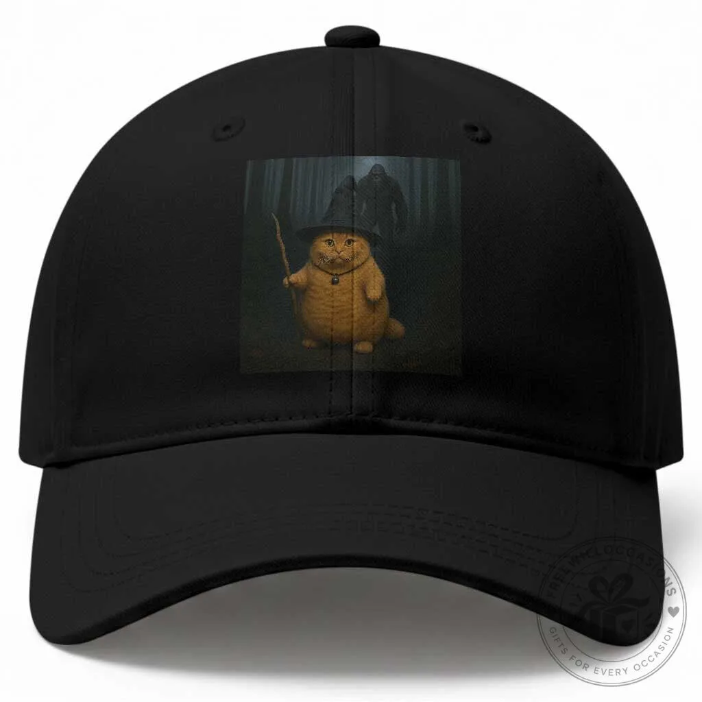 Funny Halloween Witch Cat Selfie With Bigfoot Sasquatch Baseball Cap