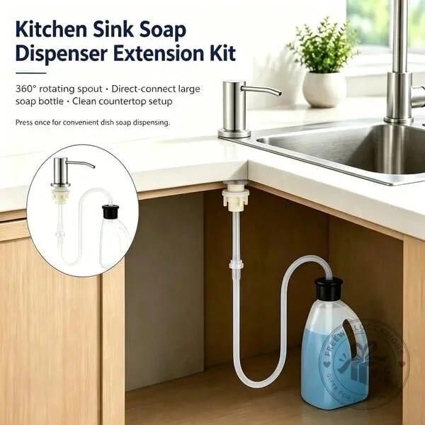 Kitchen Sink Soap Dispenser Extension Kit with 360 Degree Rotating Spout