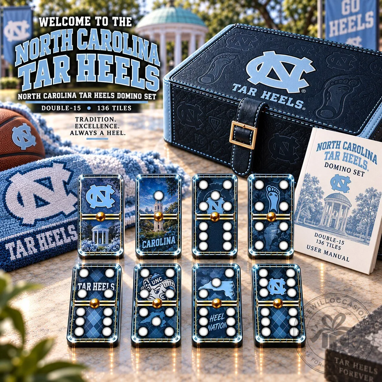 North Carolina Tar Heels Premium Dominoes Set