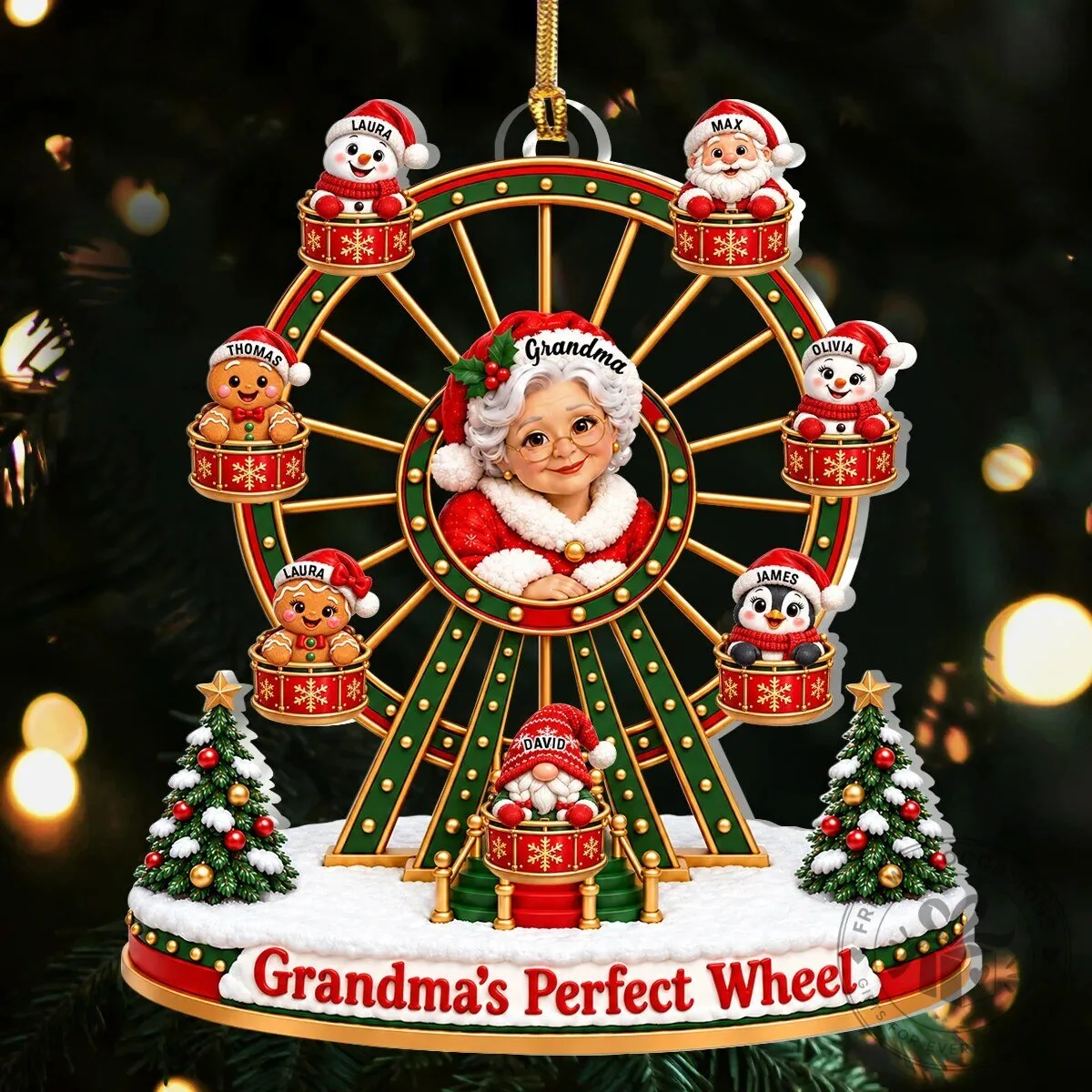 Personalized Christmas Grandma's Perfect Wheel Family Ferris Wheel Ornament