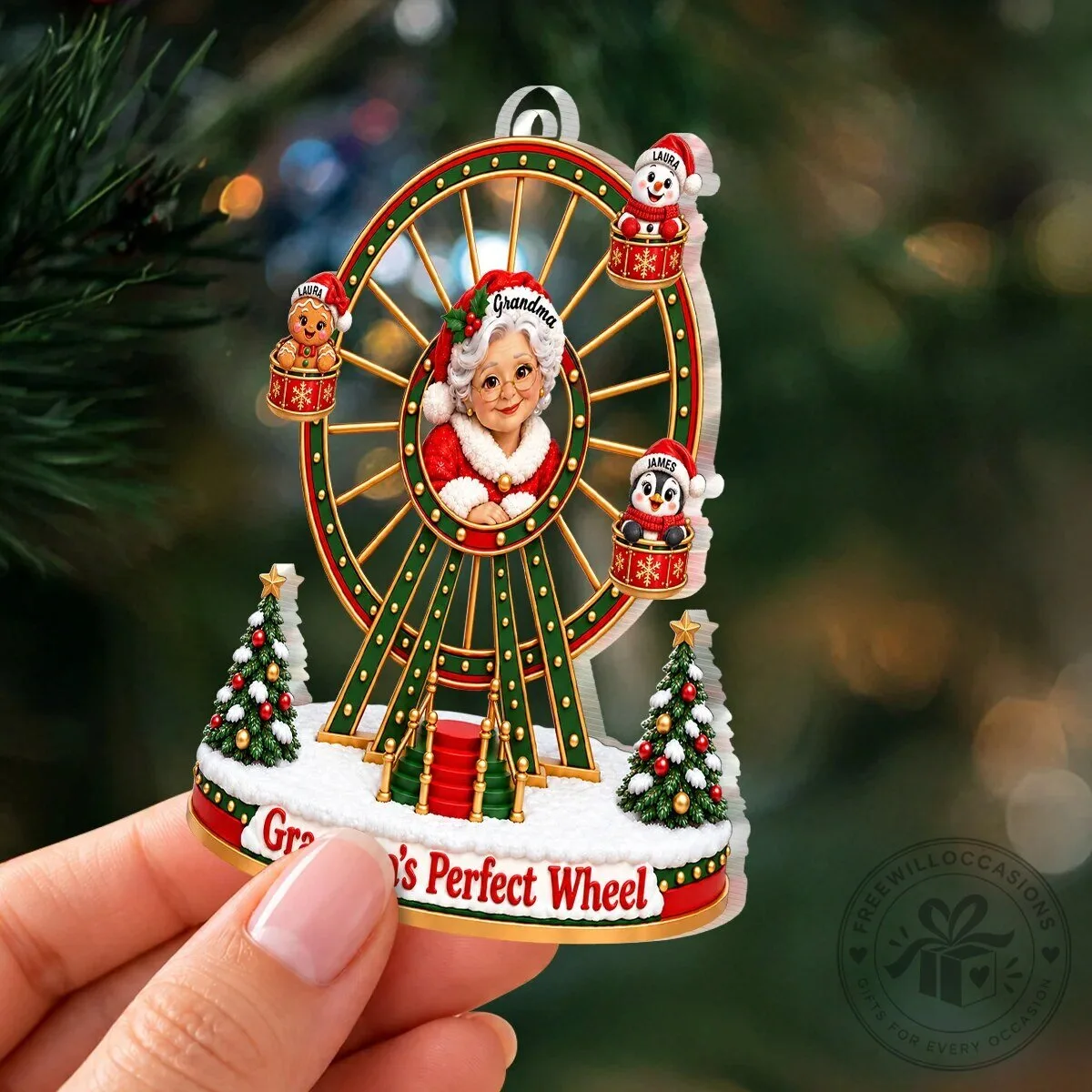 Personalized Christmas Grandma's Perfect Wheel Family Ferris Wheel Ornament 13 Personalized Christmas Grandma