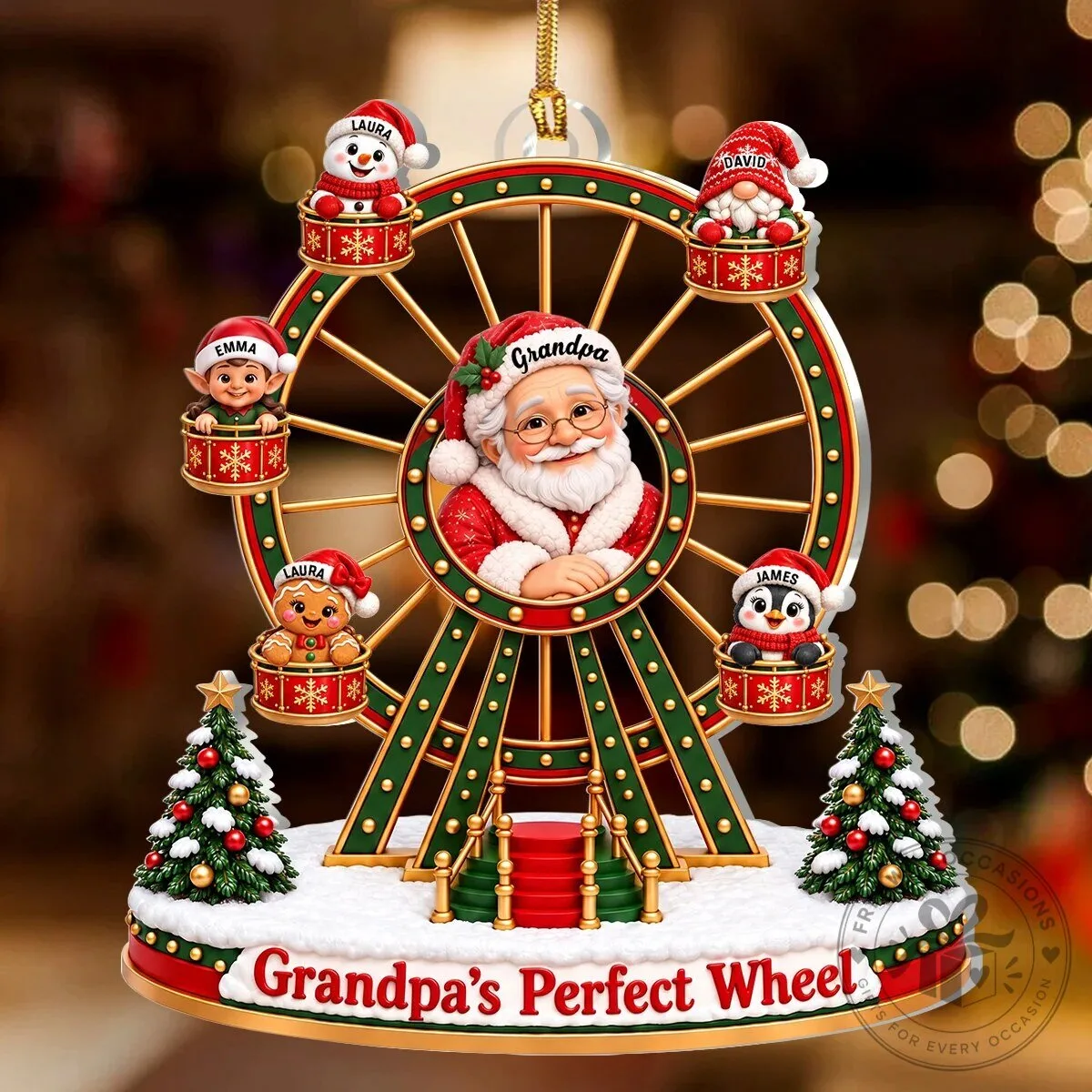 Personalized Christmas Grandma's Perfect Wheel Family Ferris Wheel Ornament 14 Personalized Christmas Grandma