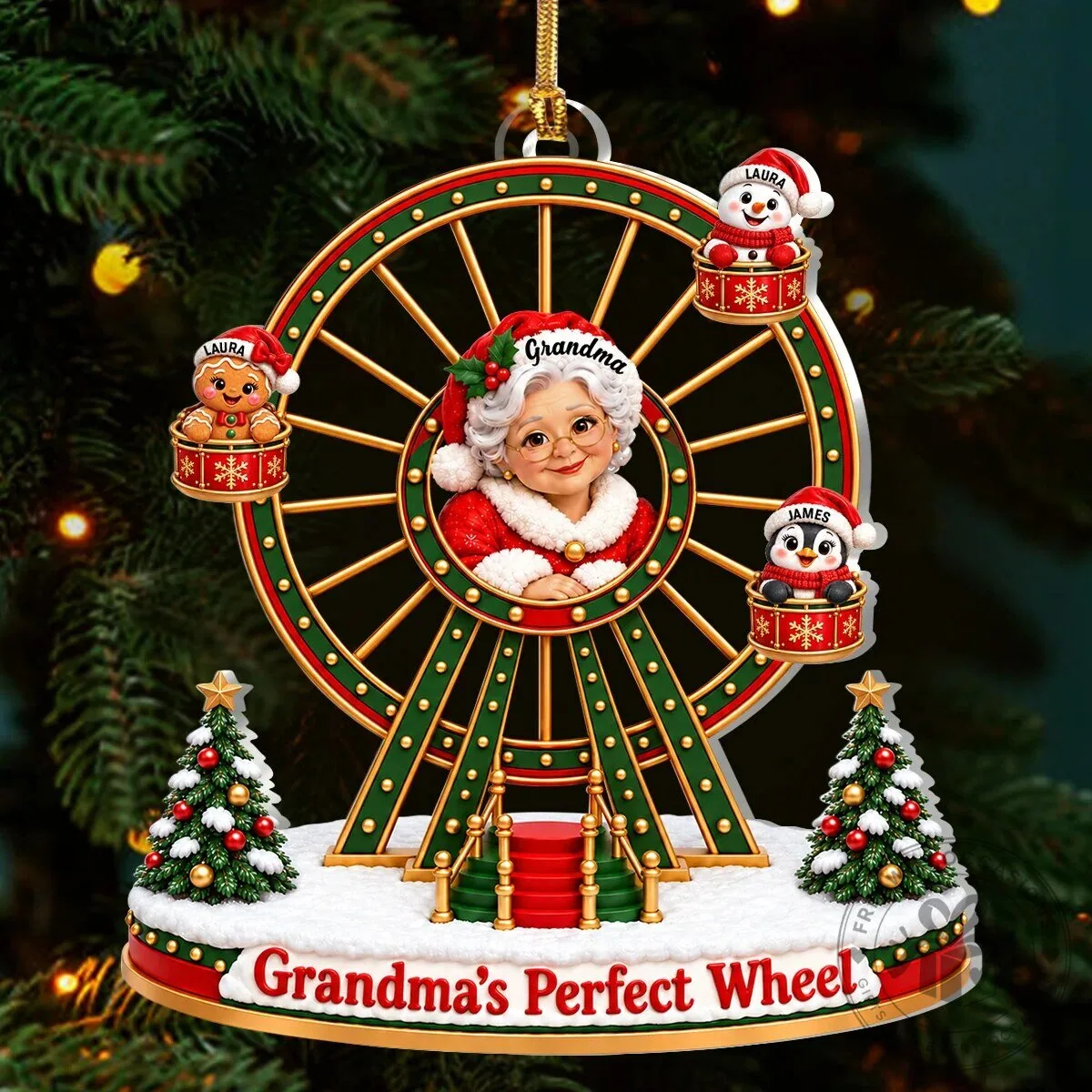 Personalized Christmas Grandma's Perfect Wheel Family Ferris Wheel Ornament 15 Personalized Christmas Grandma