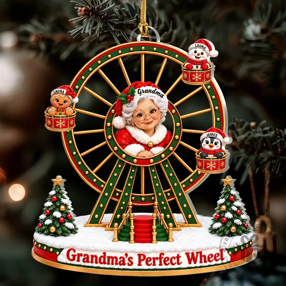 Personalized Christmas Grandma's Perfect Wheel Family Ferris Wheel Ornament 18 Personalized Christmas Grandma