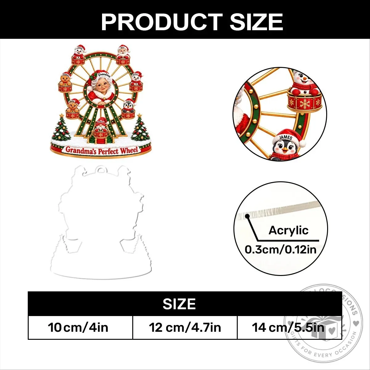 Personalized Christmas Grandma's Perfect Wheel Family Ferris Wheel Ornament 19 Personalized Christmas Grandma