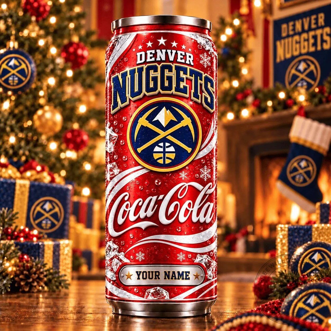 Denver Nuggets Coca-Cola Personalized Christmas Can Cooler Tumbler