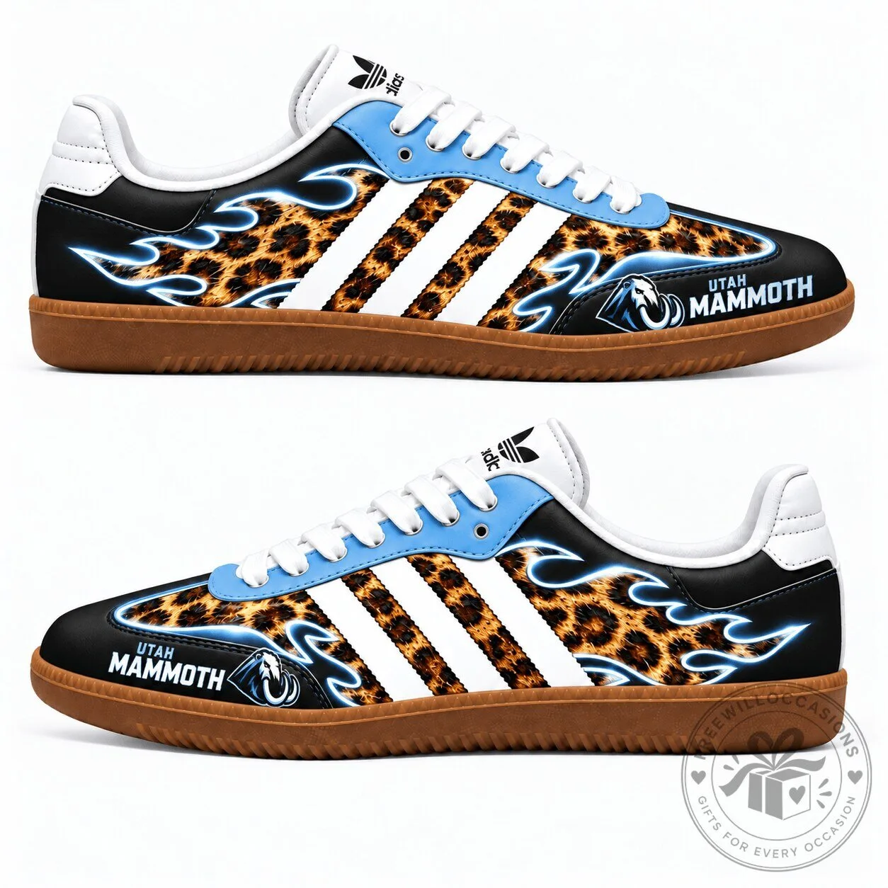 Utah Mammoth NHL Leopard Print Flame Samba Shoes