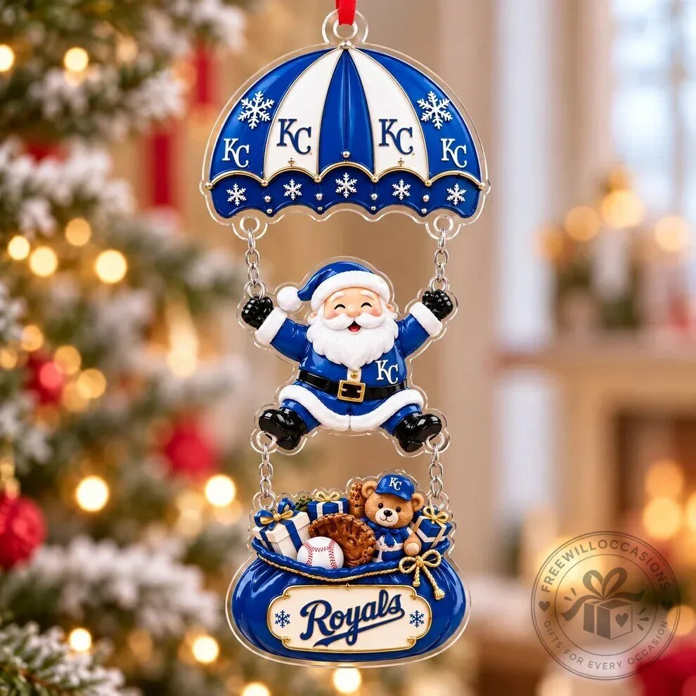 Kansas City Royals Santa Claus Parachute Christmas Tree Ornament