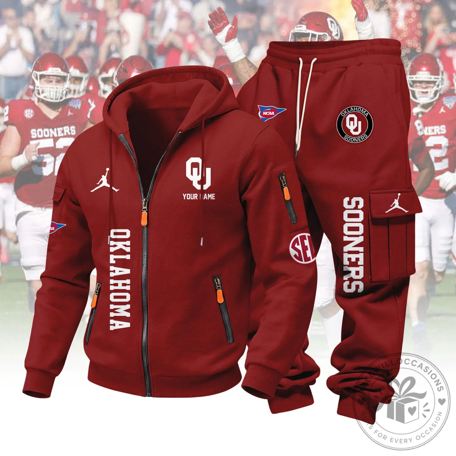Oklahoma Sooners NCAA Football Team Full-Zip Hoodie