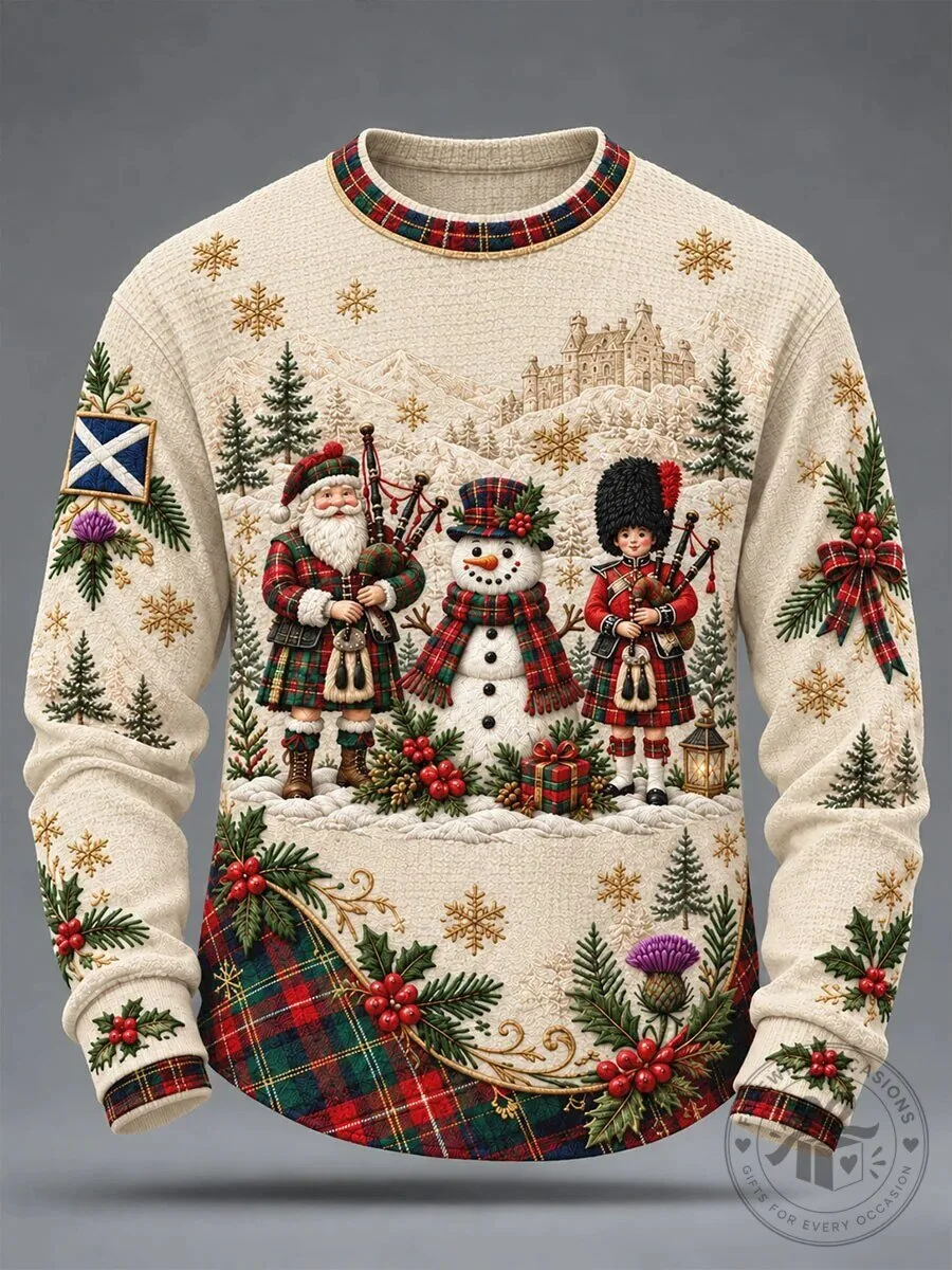 Scotland Christmas Santa Snowman Bagpiper Winter Holiday Sweatshirt